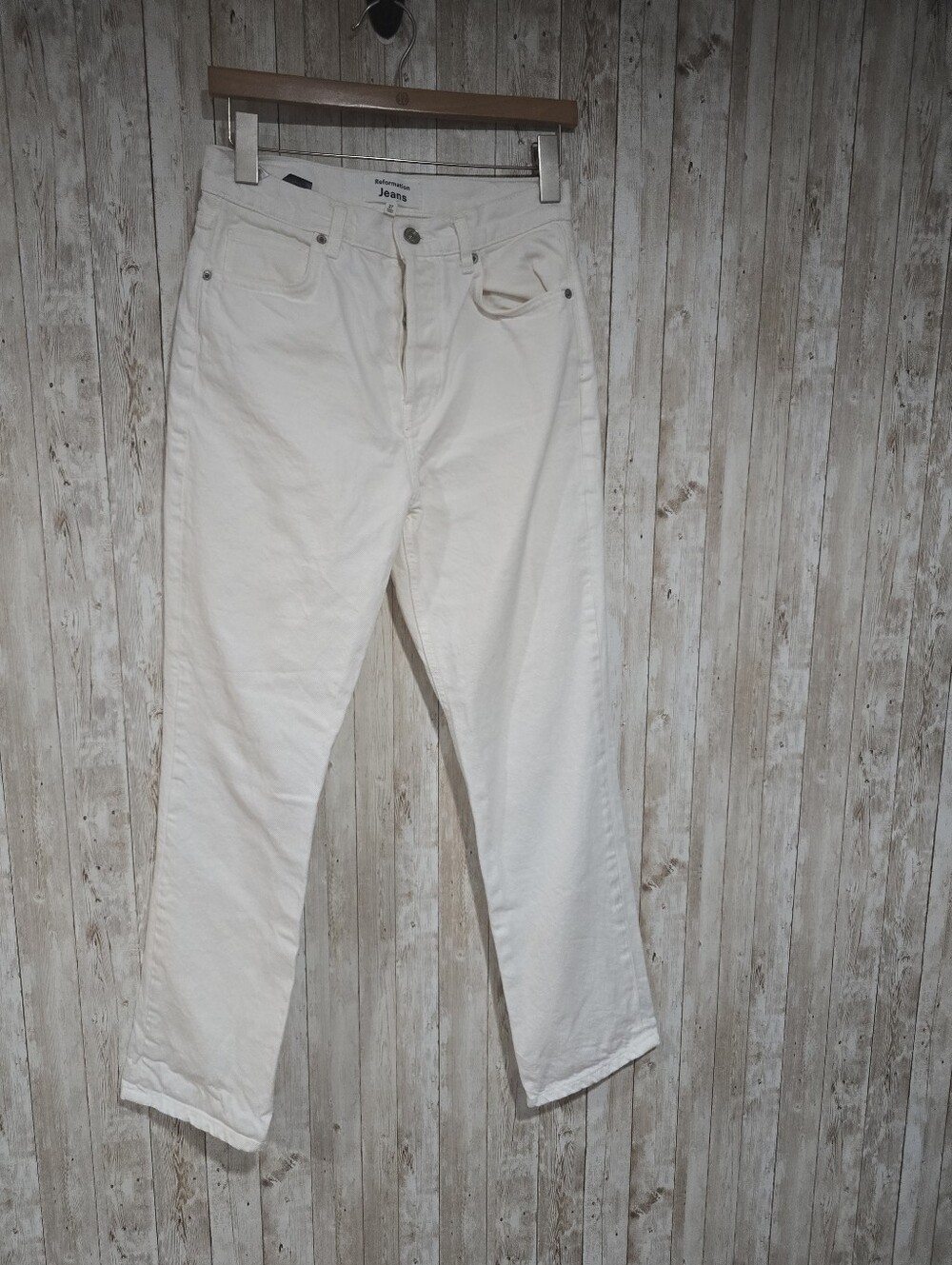 Reformation Cynthia High Rise Straight Leg White Jeans 27